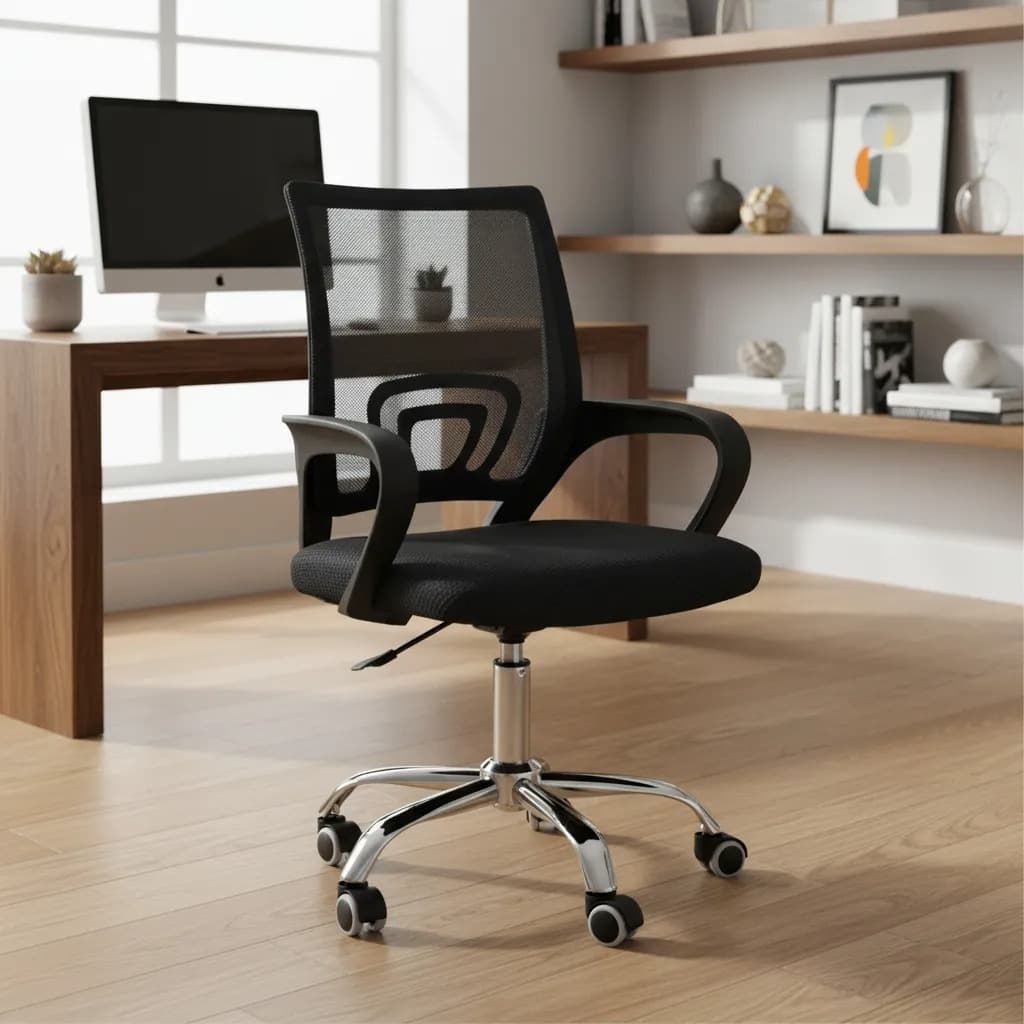 Cadeira Para Escritório Office Baixa Preto Preto Tecido