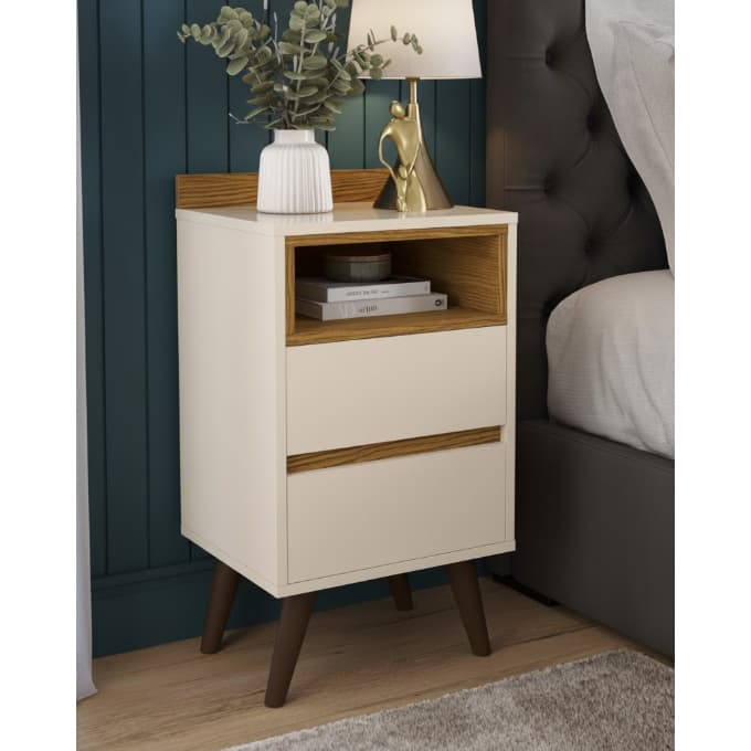 Mesa De Cabeceira Dream Criado Retrô Alamo 2 Gavetas