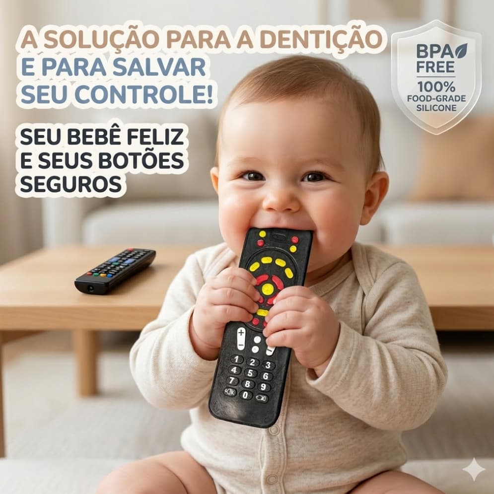 Mordedor para Bebê Controle Remoto Massageador de Dentição Sensorial Infantil 100% Atoxico
