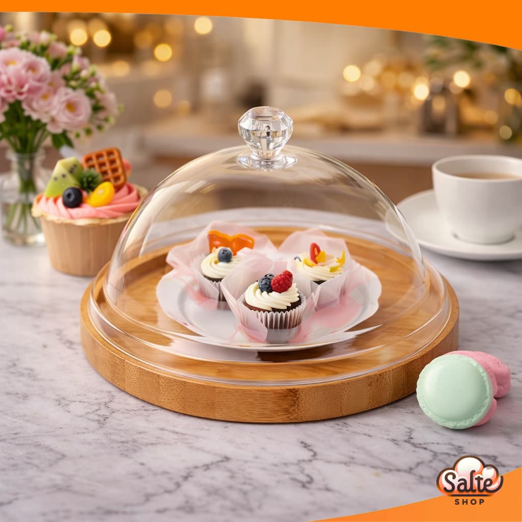 Tampa Boleira Redonda 25x25cm Plástico Proteçao Anti Insetos Bacteria Decoraçao Mesa Frutas