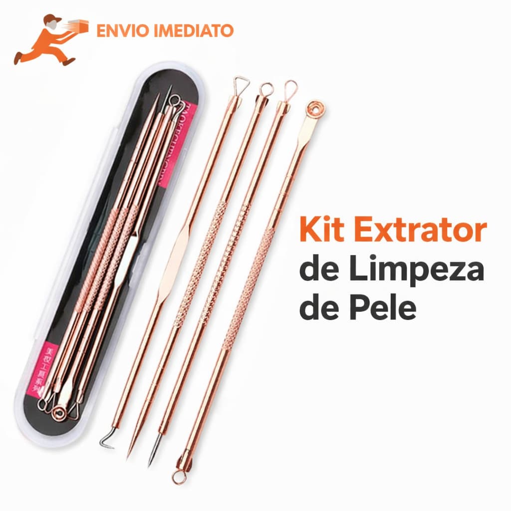 Kit Extrator de Cravos 4 Peças Aço Inox Ferramenta de Limpeza de Pele Envio Imediato
