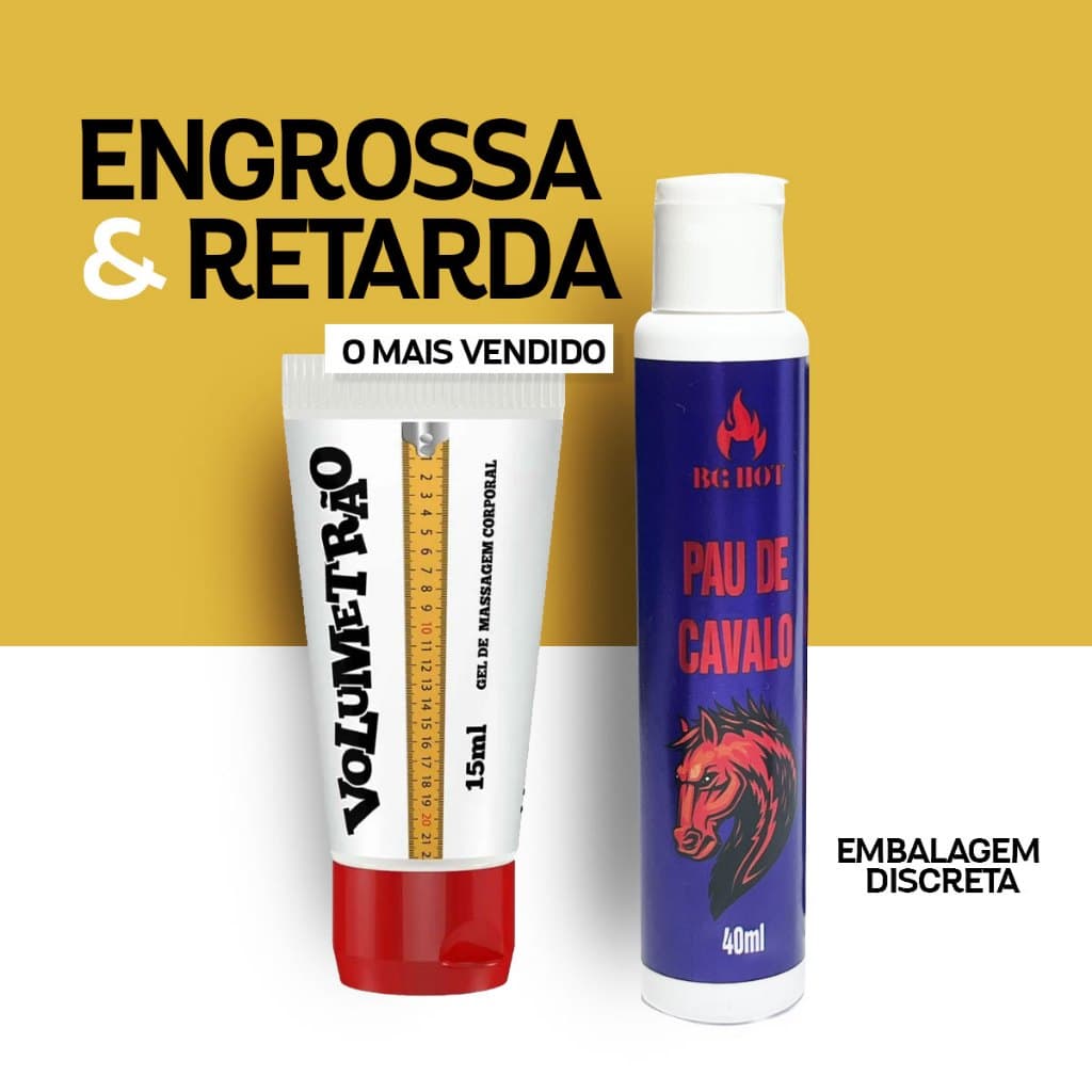 Kit Durão Gel Pau de Cavalo 40Ml + Gel Volumetrão Excitante EFEITO Retardante Sexyshop incha Maior