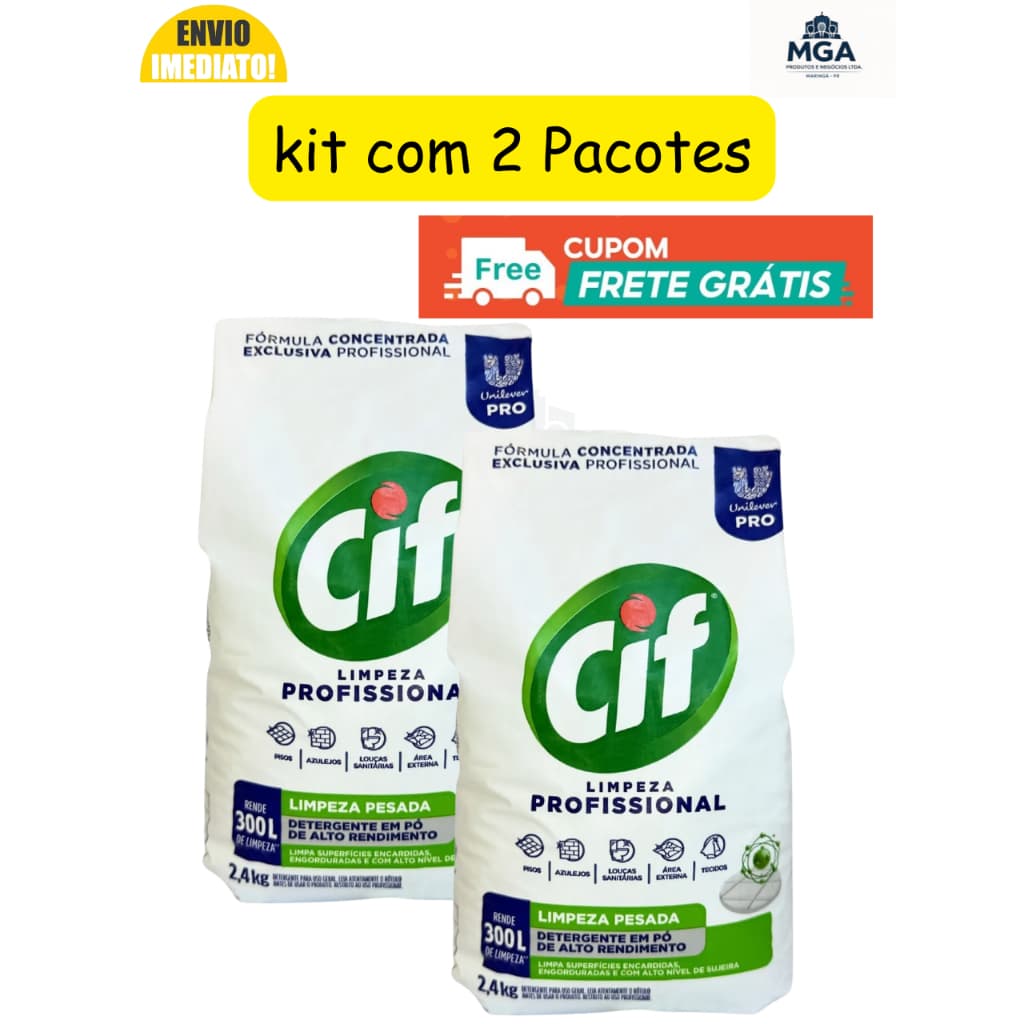 Limpador Detergente em Pó Cif Profissional 2,4kg Limpeza Pesada Econômico Roupas Pisos e Superfícies
