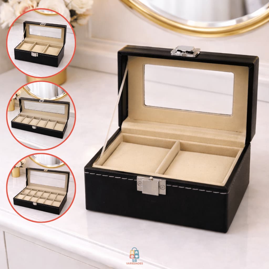 Caixa Para Relógio Organizador Almofadas Individuais Couro Sintético
