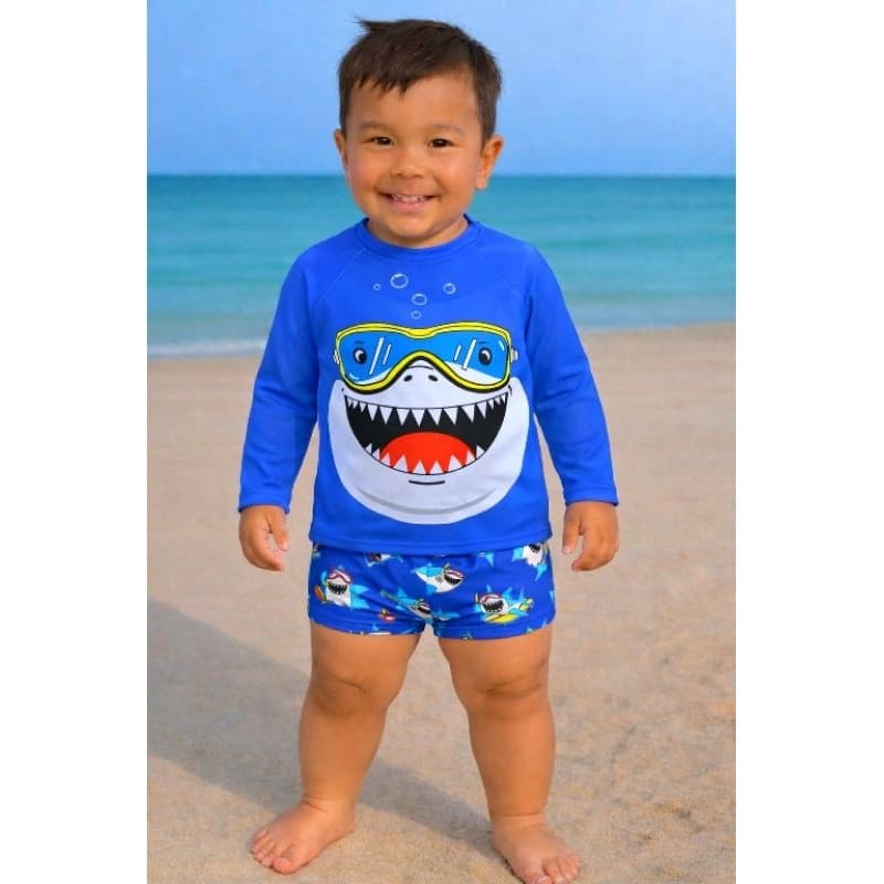 Conjunto Camisa Sunga Proteção Solar Uv FPU50+ Infantil Menino Natação Praia