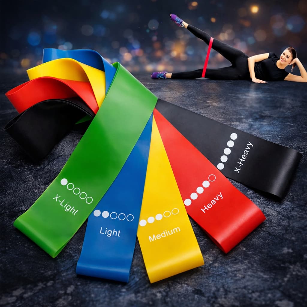 Kit 5 Faixas Elásticas Mini Band – Treino em Casa Exercícios Funcional