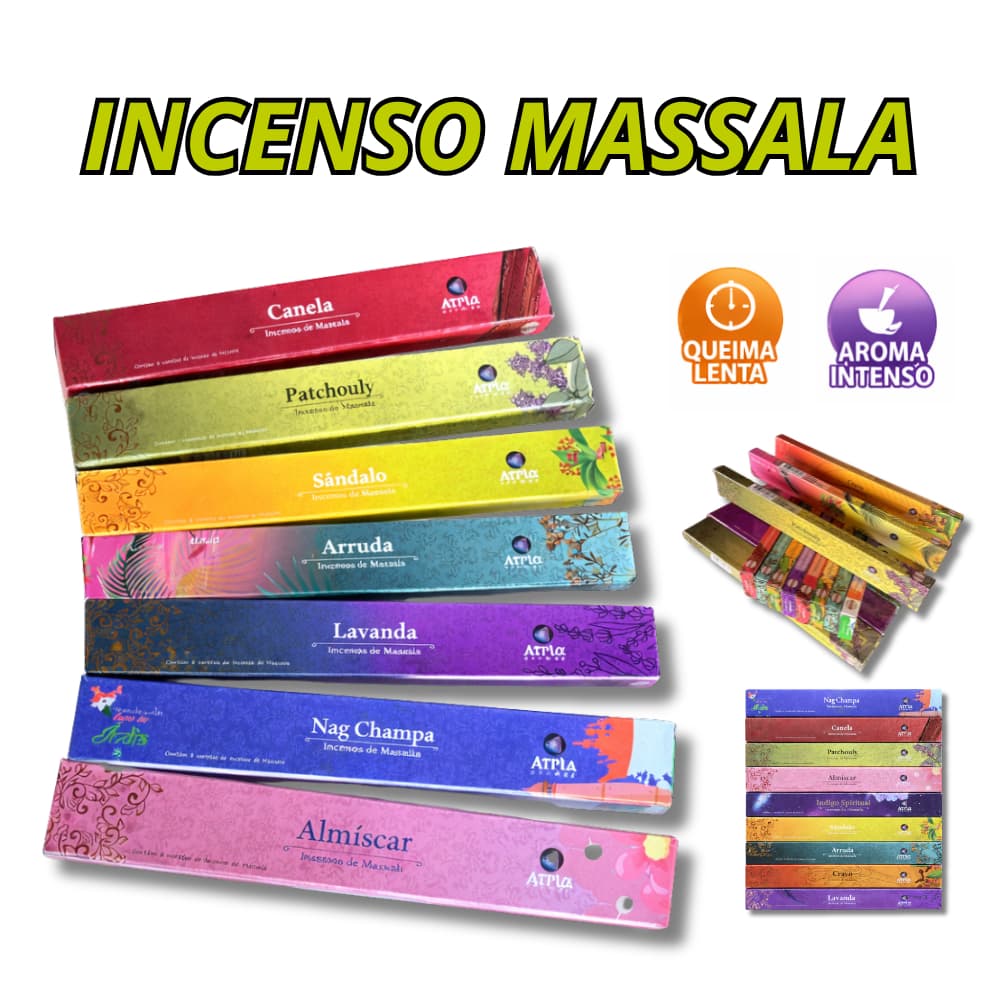 Kit 12cx Incenso Massala Melhores Aromas a Sua Escolha - Átria