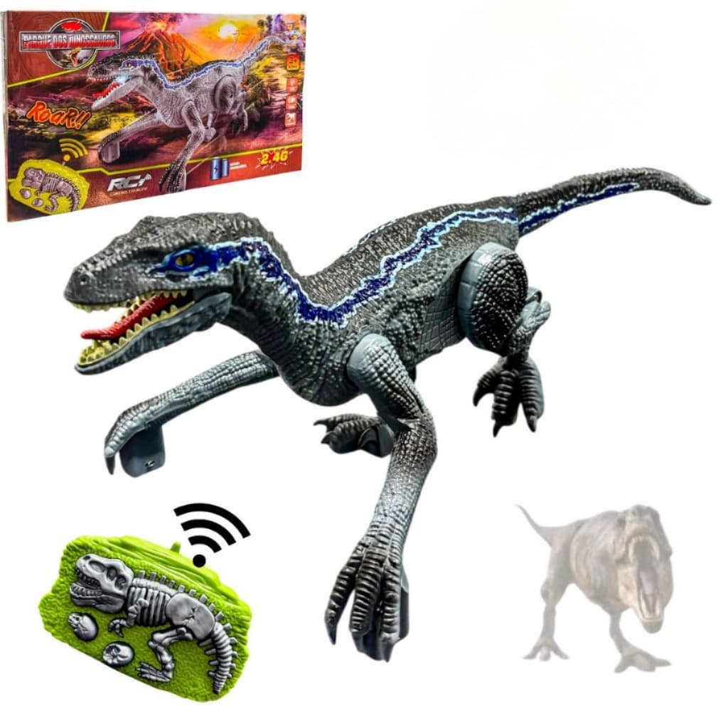 Dinossauro Rex Com Controle Remoto Anda Solta Fumaça Emite Som e Luz