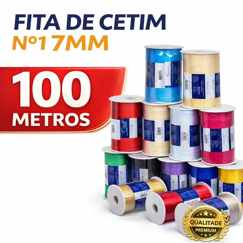 Fita de Cetim Nº1 – 7mm Rolo 100m | 100% Poliéster | Cores à Escolha para Laços, Artesanato e DIY