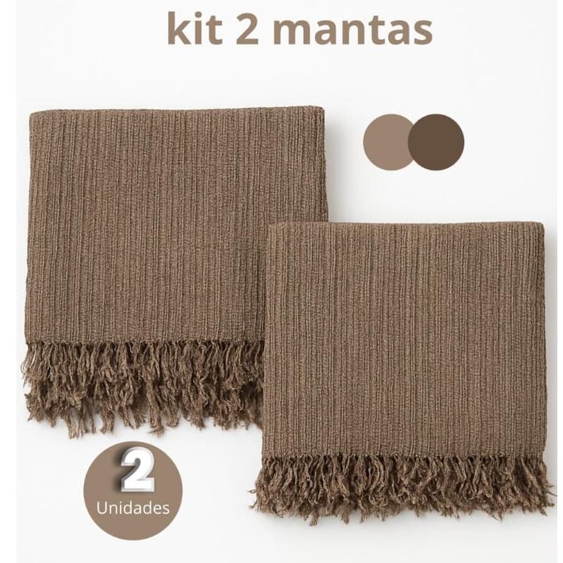 Kit 2 Mantas para sofá - 210x120 grande - tipo capa - 100% algodão artesanal  /proteção /decoração