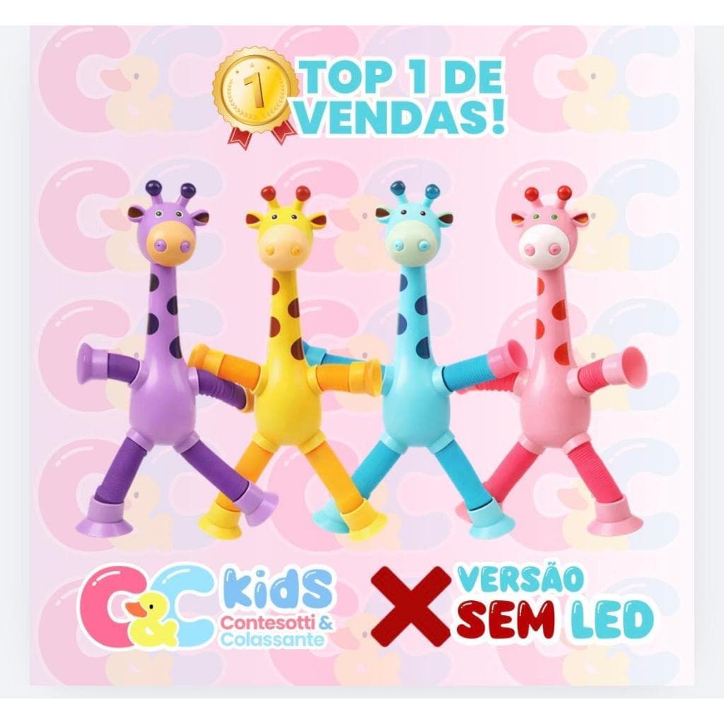 Girafas Flexíveis com Ventosa Pop Tube Brinquedo Infantil Estica e Puxa - Sem Led
