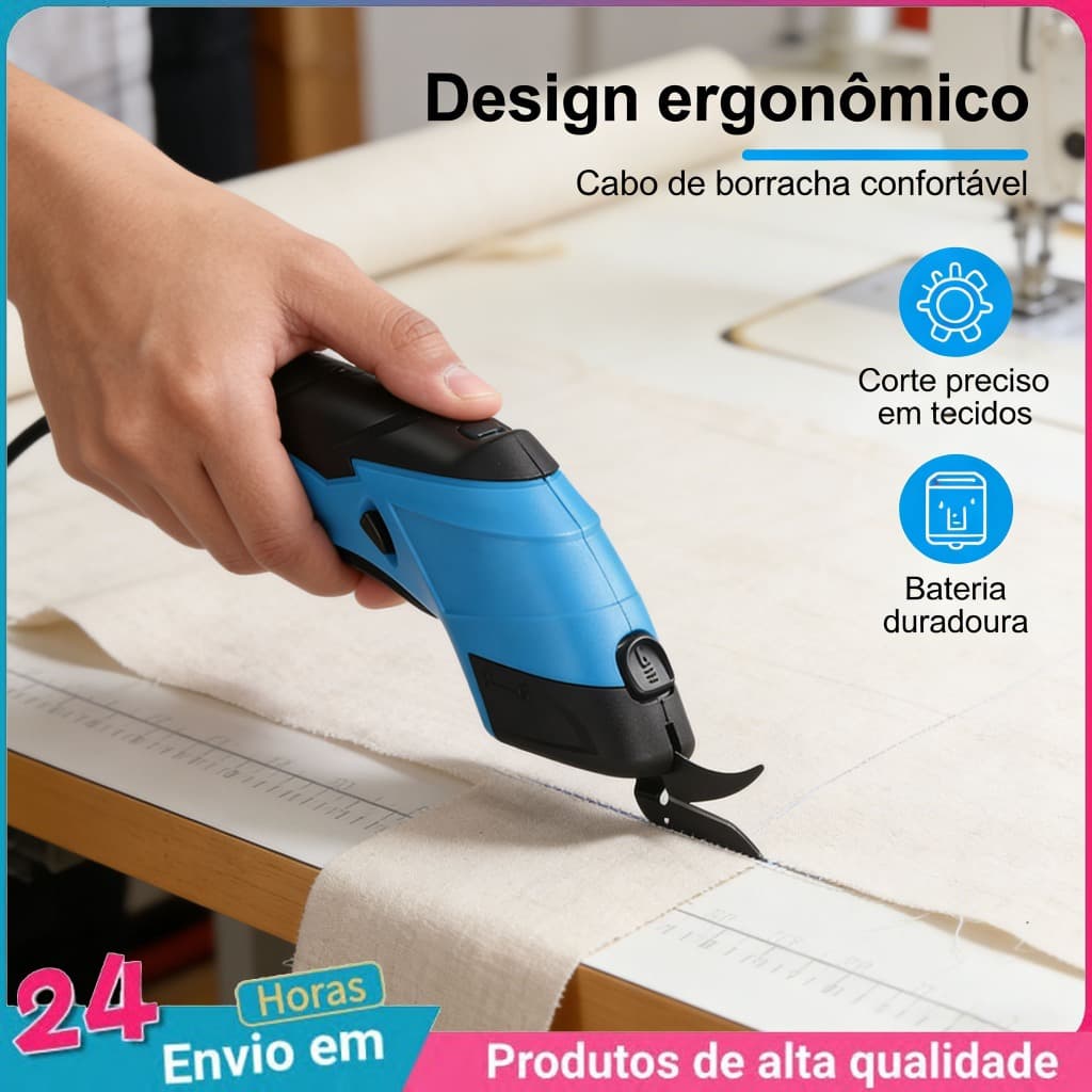 Tesoura Elétrica Para Tecidos Recarregável Portátil Sem Fio Couro Plástico Papelão USB Recarregável 12v Bivolt