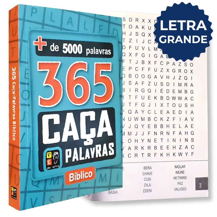 Livro 365 Caça Palavras Bíblico | Letras Grandes | +5000 Palavras | Passatempo Diário Cristão