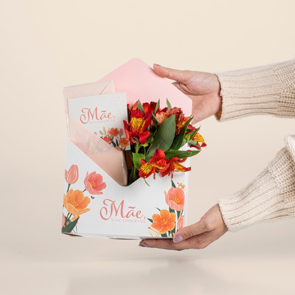 Embalagem Dia das Mães - Caixa Carta Envelope para Flores, Cestas e Presentes (05 unidades)