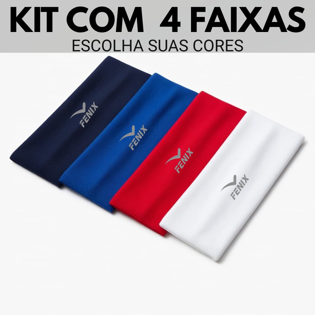 4 Faixas de Cabelo Penteados e Esportes Branco, Preto, Vermelha, Azul Royal, Azul Marinho e Cinza