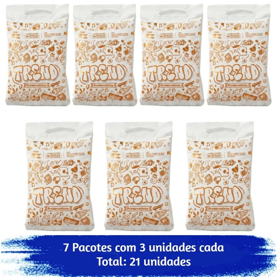 Preservativo Trend Lubrificado Com 21 Unidades 7x3