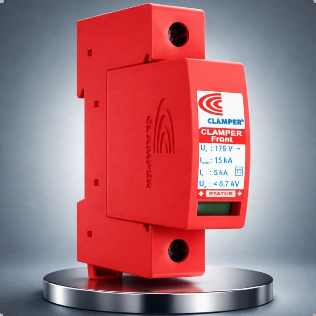 Protetor De Surto DPS Clamper Front V 175V 15KA 016210 Anti Raio Trilho Din Classe 2 Monopolar Casa