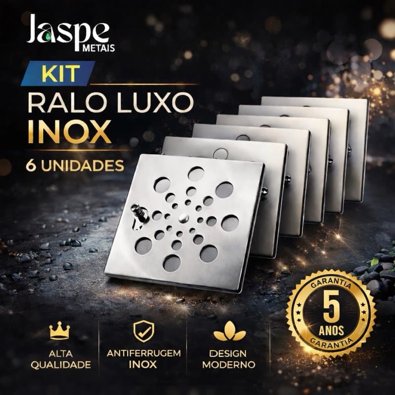 Ralo Tampa Grelha 10x10cm Abre e Fecha Quadrado – Aço Inox | Cozinha Banheiro Área Serviço