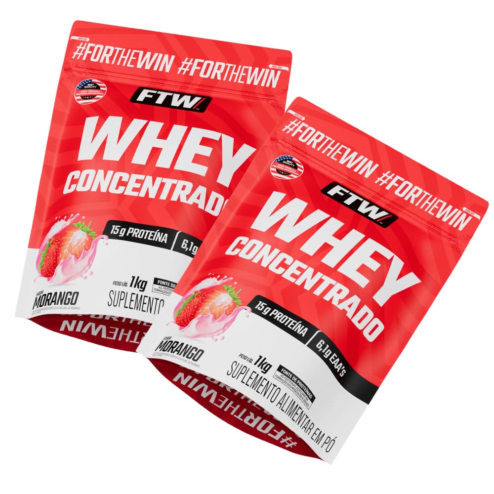 Kit 2x Whey Protein Concentrado FTW 1kg Refil – 15g de Proteína Por Dose