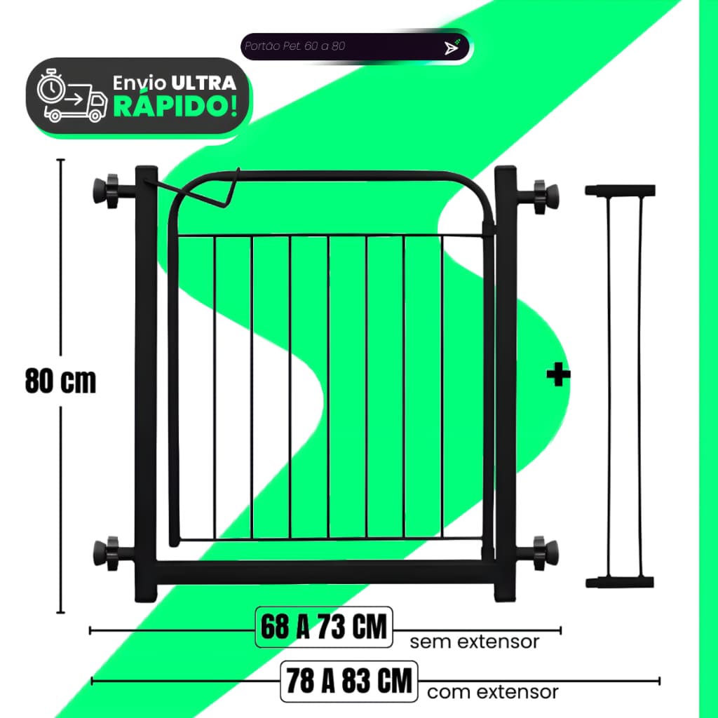 Portão Pet Preto Reforçado Proteção Casa Apartamento Áreas Internas e Externas Cozinha Quarto Sala