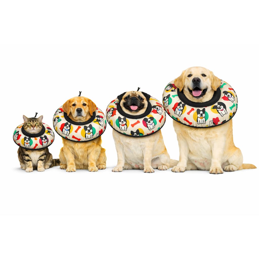 COLAR ELIZABETANO ALMOFADADO CONFORTAVEL FOFINHO OSSO COLORIDO PARA GATOS E CAES