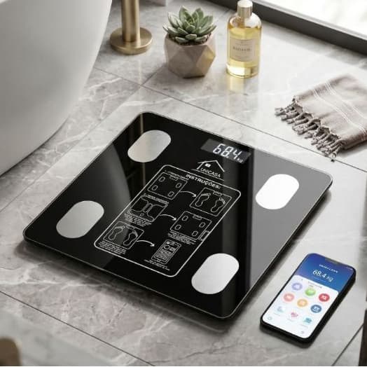 Balança Digital Bioimpedancia - Medidor Corporal Alta Precisao - Capacidade 140kg - Preta