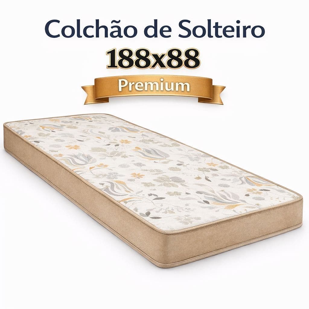 Colchão 100% Espuma Solteiro D20 Ortopédico 1,88x88x12cm Durável Acabamento PREMIUM - Envio Imediato