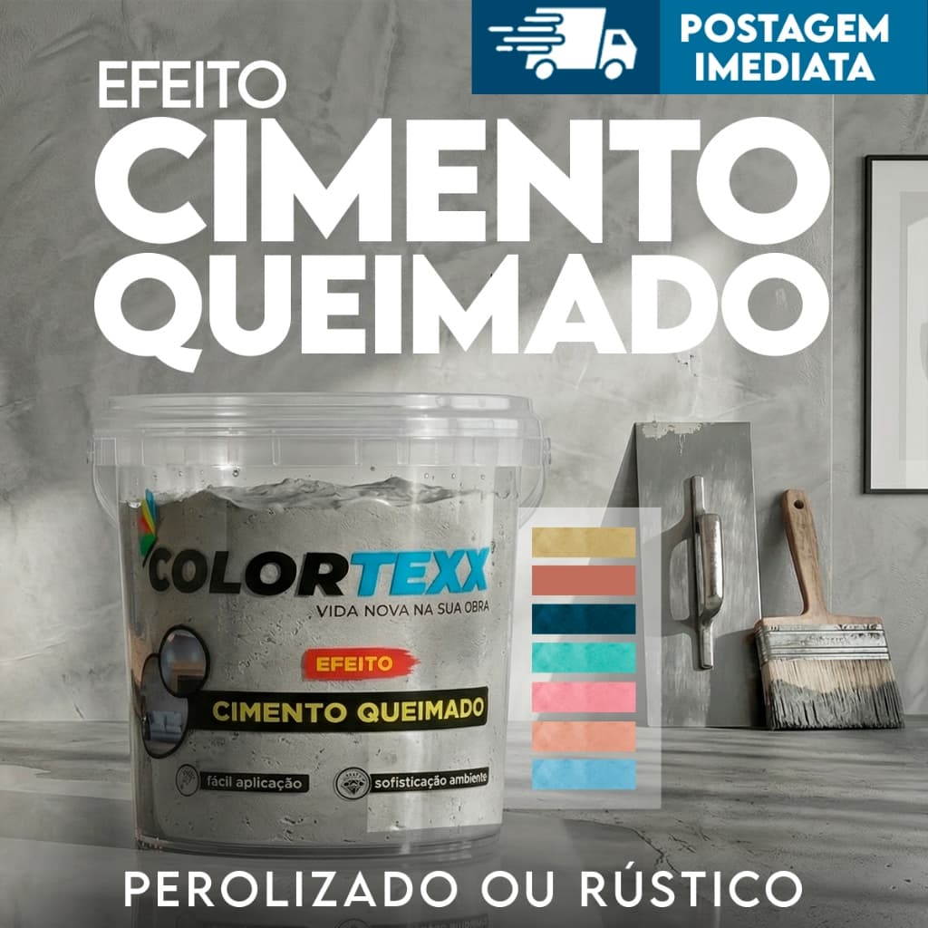 Cimento Queimado 3kg para Paredes Interno e Externo Hidro-repelente Colortexx Perolizado textura