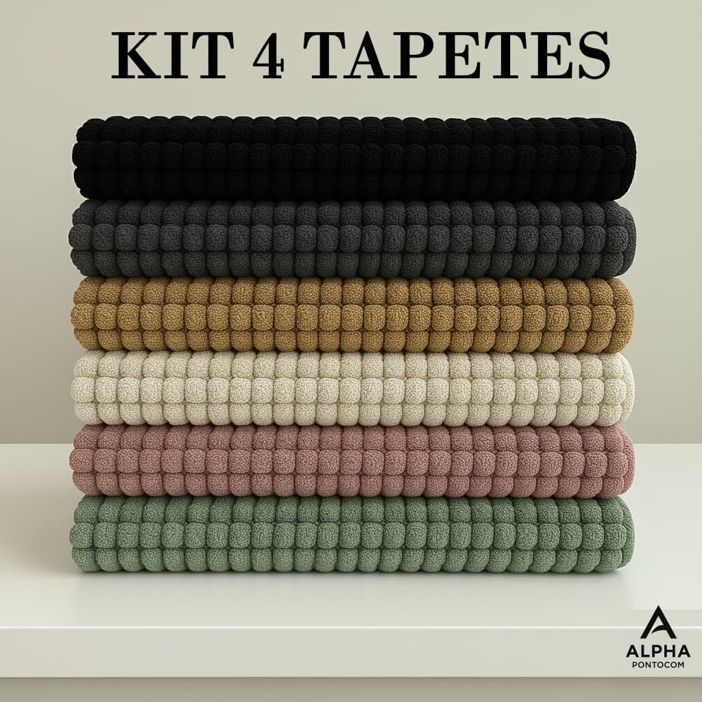 Tapete Bolinha KIT 4 Unidades Microfibra Banheiro Popcorn 38x58 Antiderrapante Macio Alta Absorção
