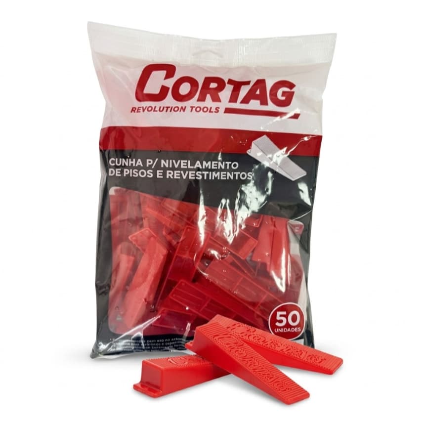 Cunha Niveladora De Pisos Cortag Vermelha  Pacote 50 Peças