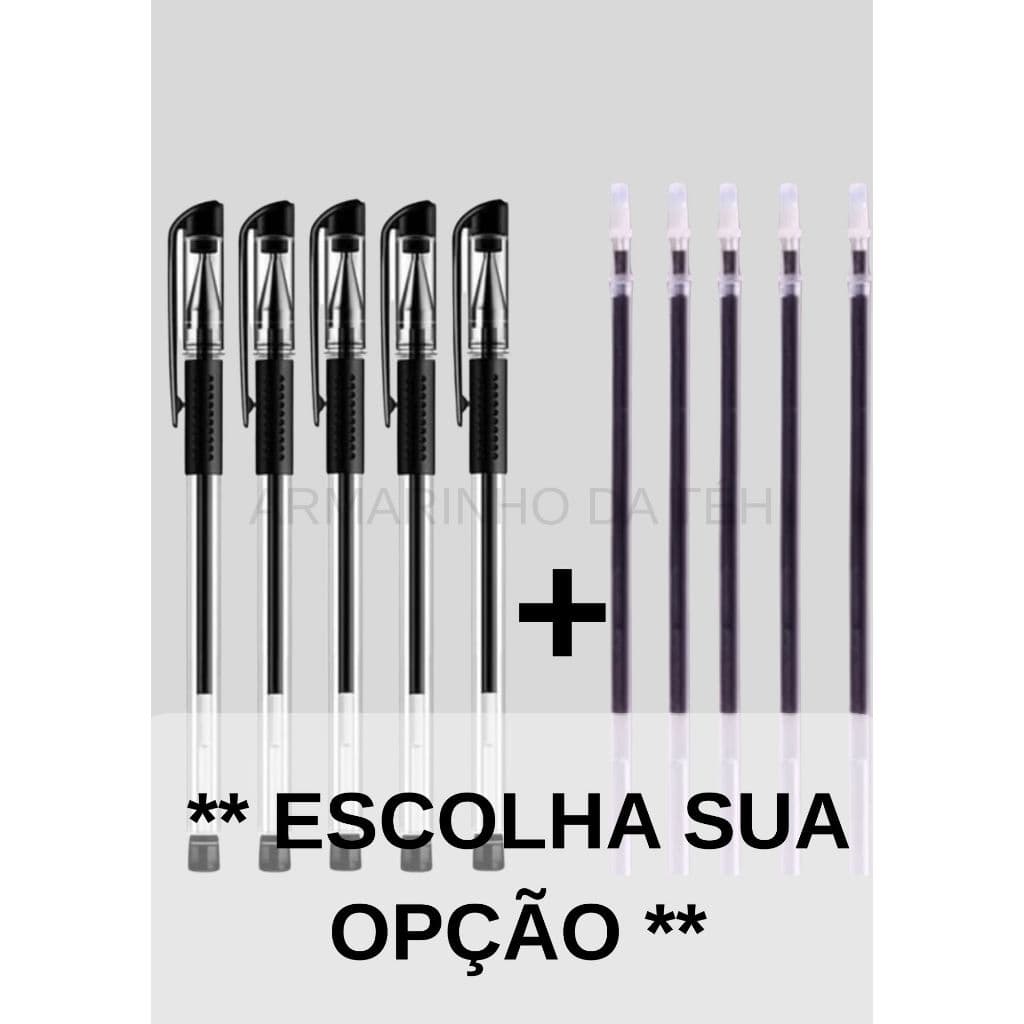 KIT CANETA/REFIL DE GEL PRETA 0.5mm TRANSPARENTE