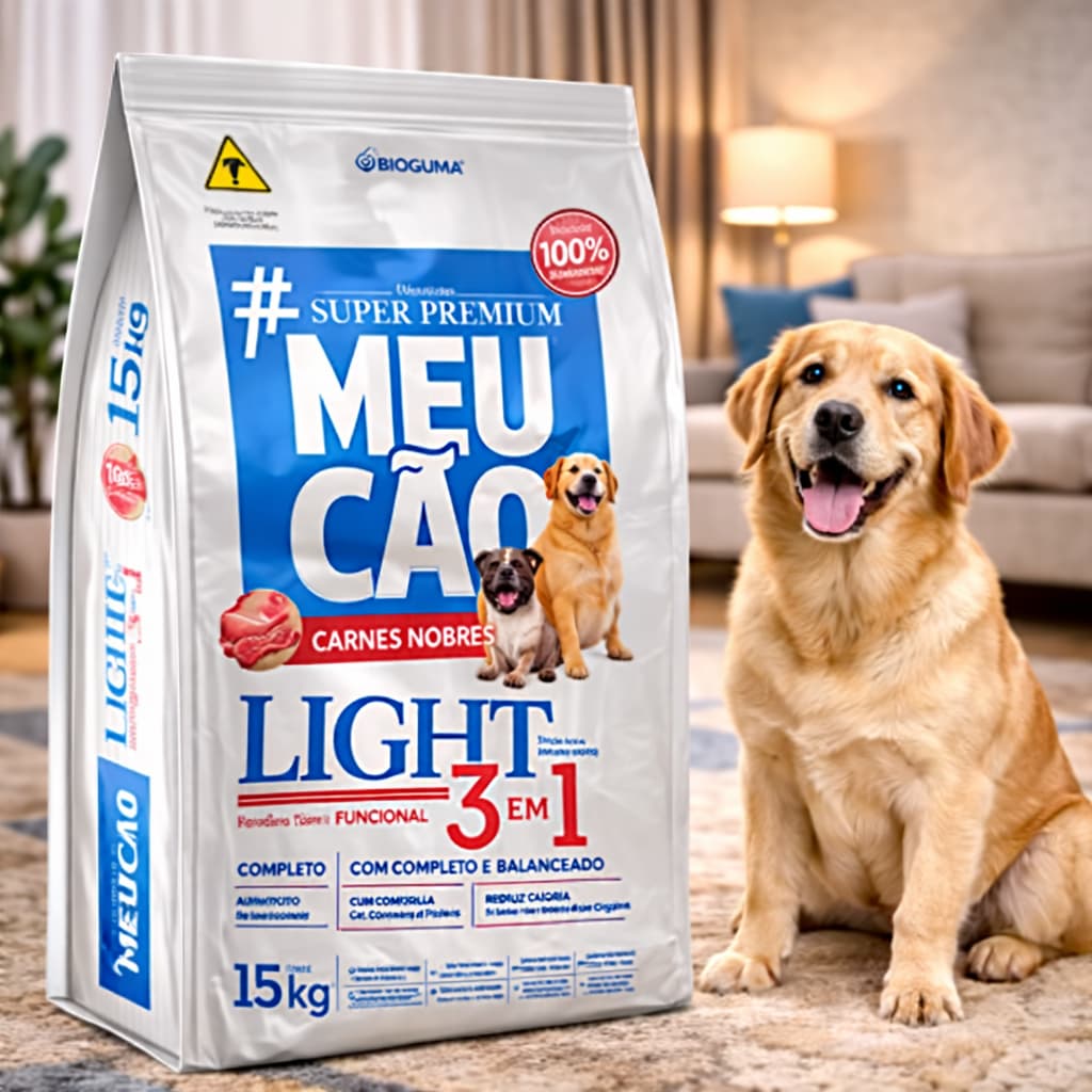 Ração Meu Cão Prime Light 15kg 3 em 1 Castrado Idoso Obeso Super Premium Carnes Nobres
