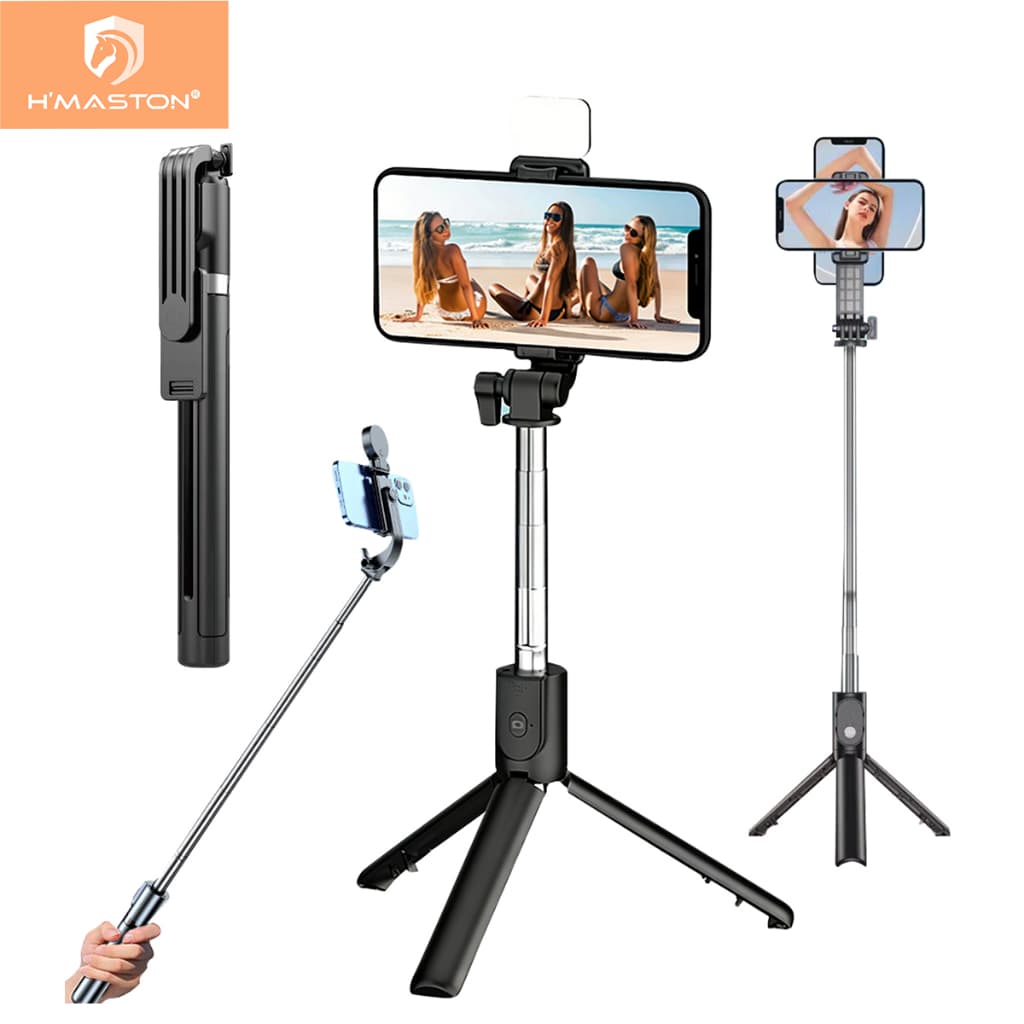 H'maston ZP36 Bastão De Selfie Tripé Bluetooth Remoto Pau 180CM De Selfie 31.2CM Retrátil Celular