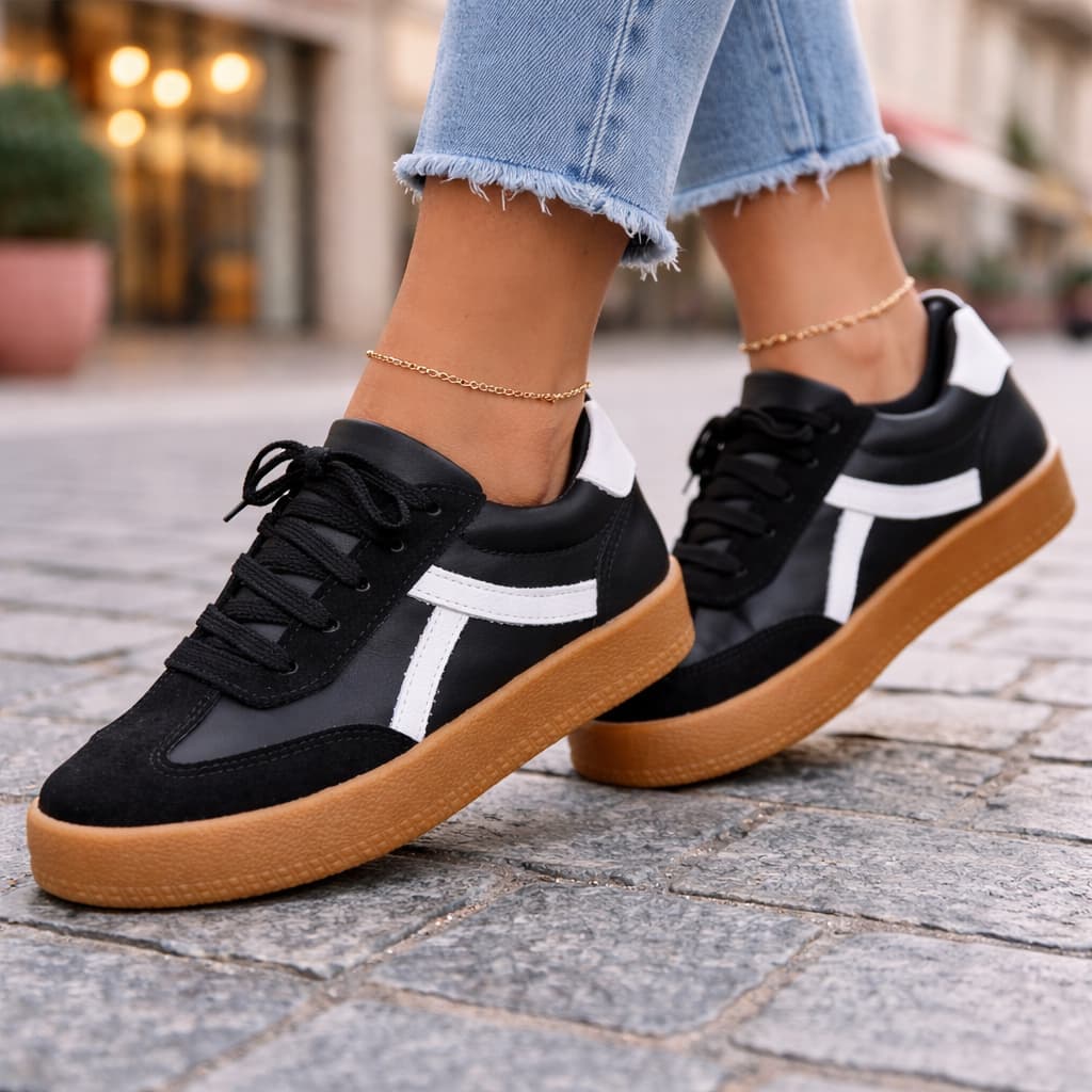 Tenis Feminino Casual Couro Legítimo Sola Reta Resistente Confortável Dia a Dia Pronta Entrega