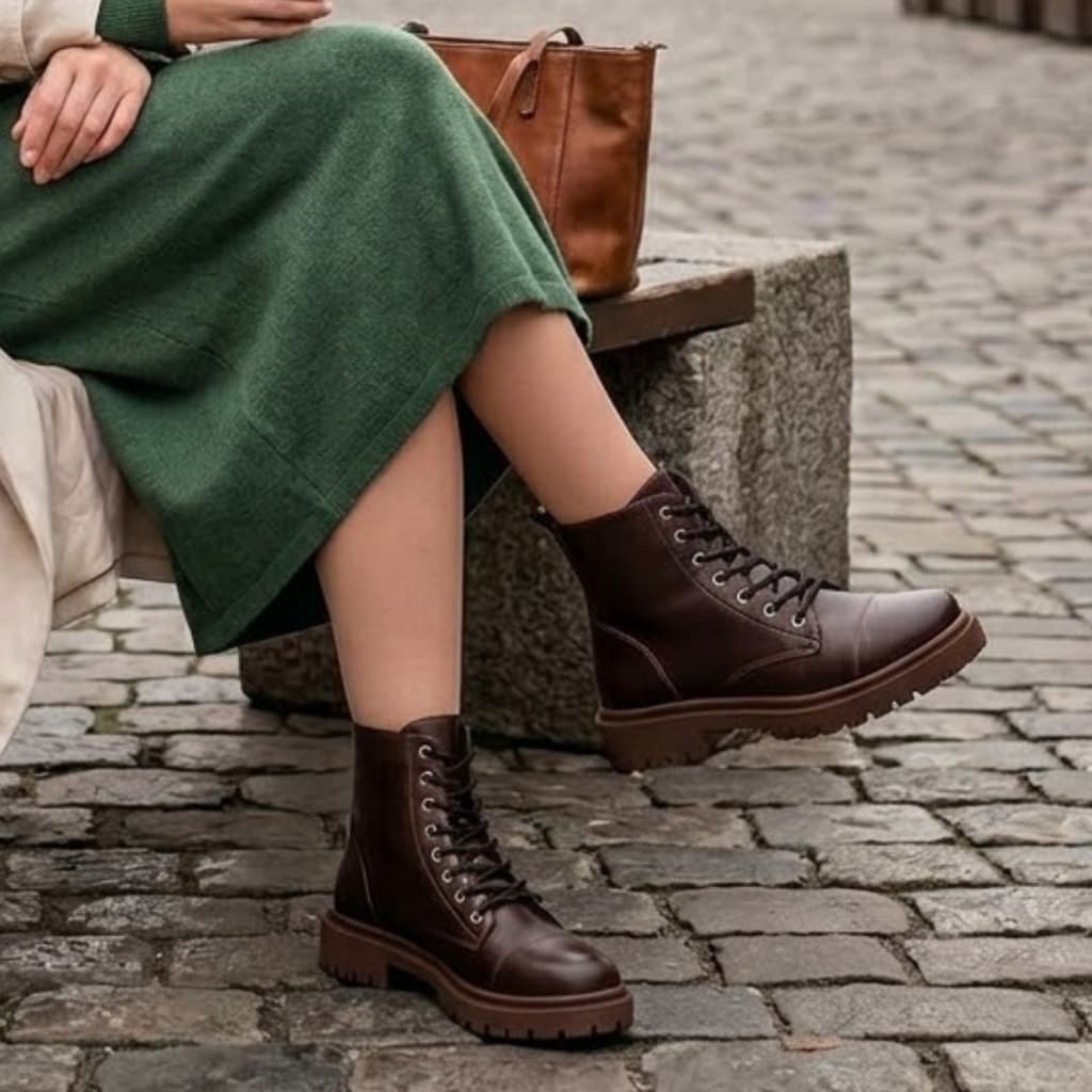 Coturno Militar Feminino Tratorado Plataforma Bota Cano Curto Confortável Macia 5001