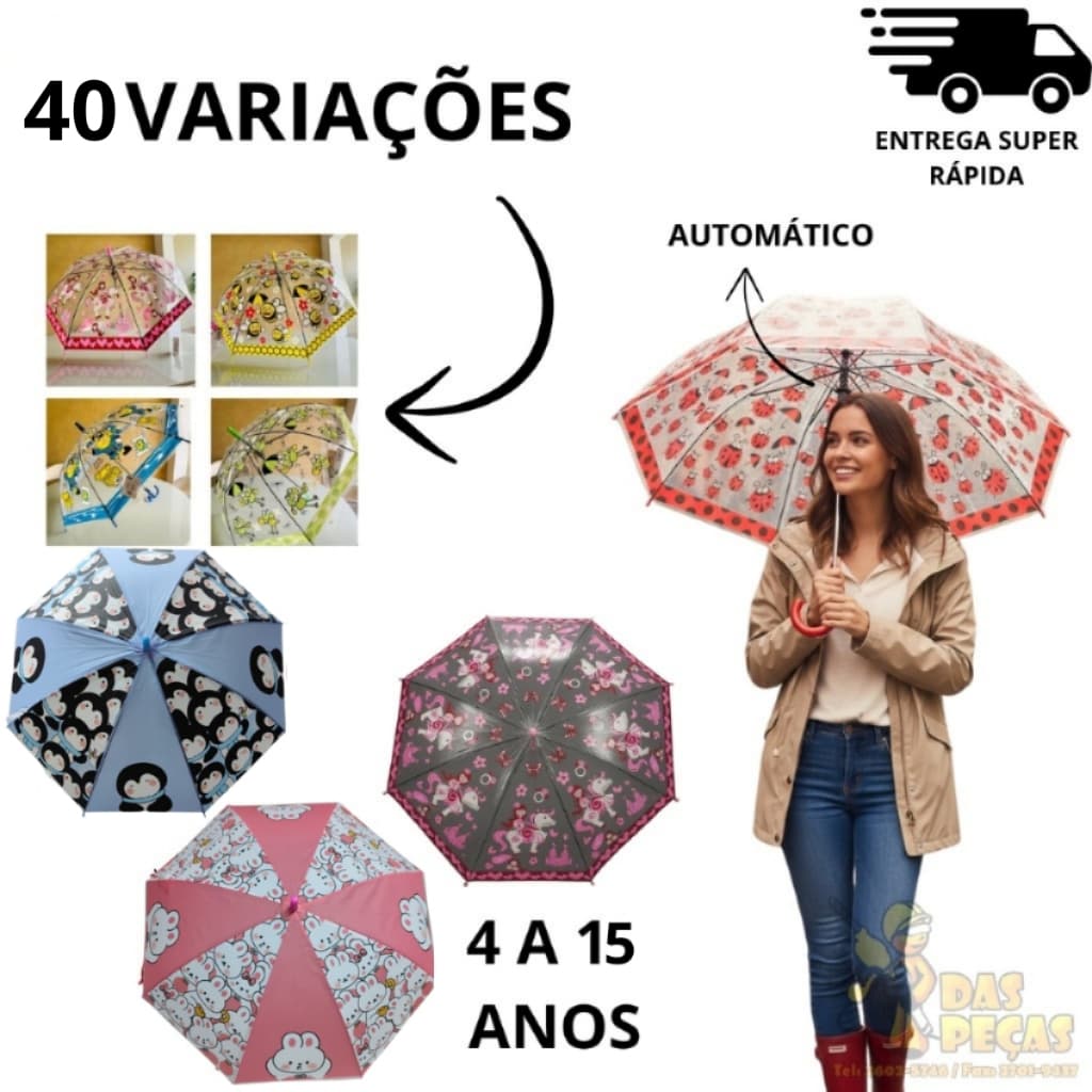 Guarda Chuva Infantil Sombrinha Com Apito Estampado De Desenhos Para Crianças