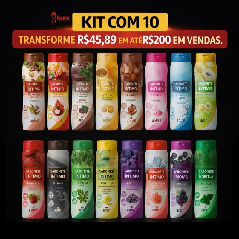 Kit com 10 Sabonetes Intimos Feminino - ESCOLHA O AROMA -  ou Variados Apinil 200ml Higiene Feminina Revenda