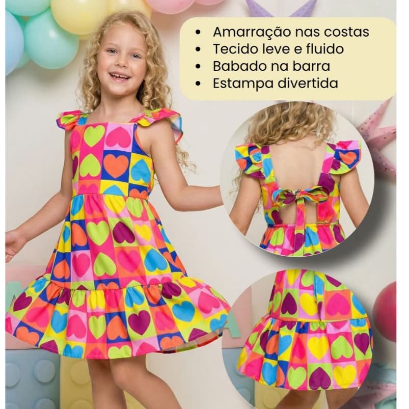 Vestido Infantil Menina Colorido Para Festas  LINHA LUXO Premium