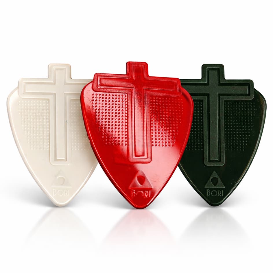 Palheta Bori Cruz 0.72mm Nylon Grip Antiderrapante p/ Violão Guitarra Cavaco Baixo