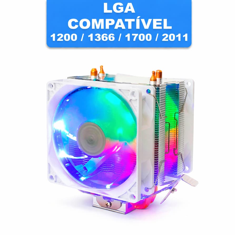 Cpu Cooler Processador 92mm Led Universal Intel Amd Fan Duplo LGA 1700 2011 Am3+ Am4