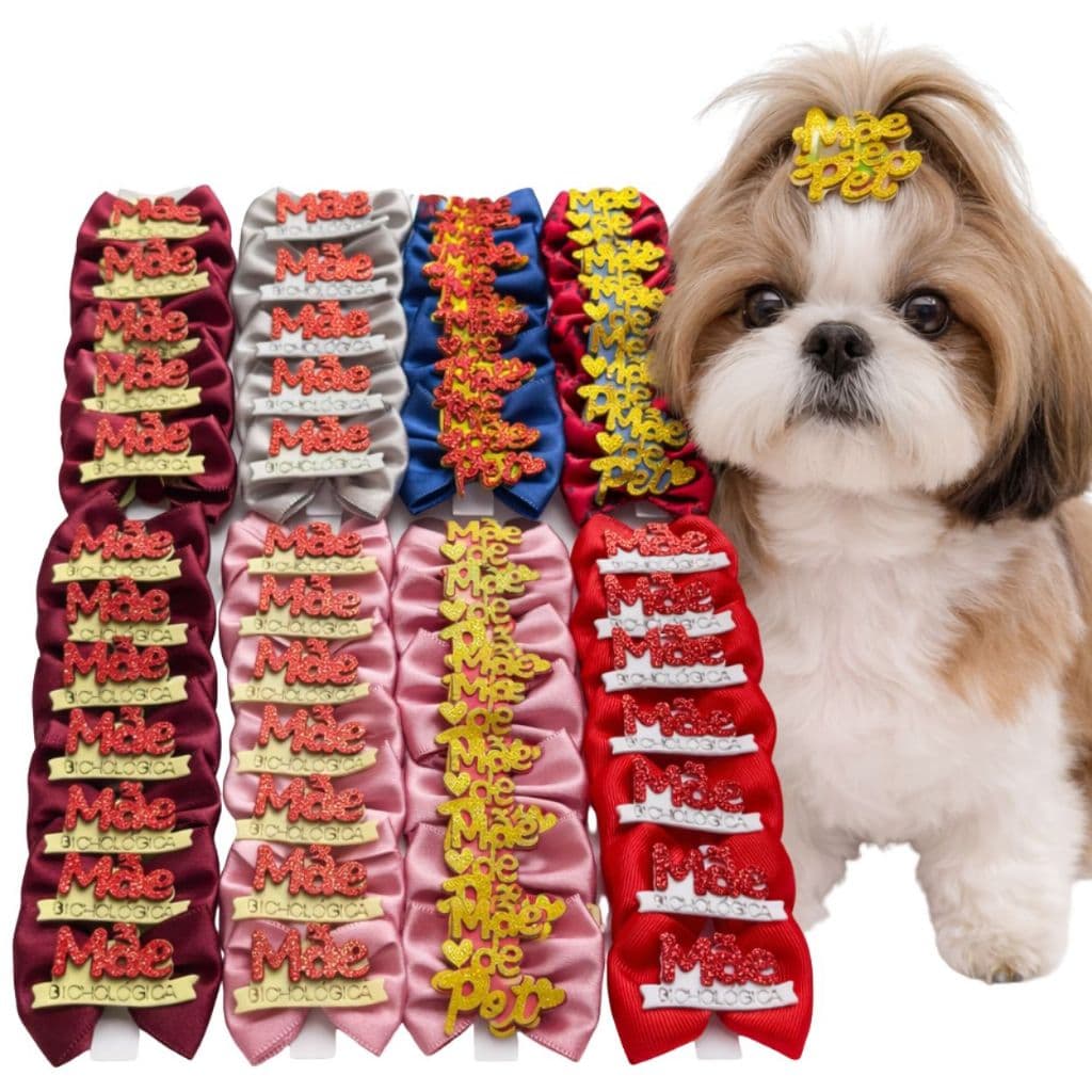 40/80/120/160 Laço Pet DIA DAS MÃES Lacinho Pet  MÃE Laços DIA DAS MÃES Pet ATACADO