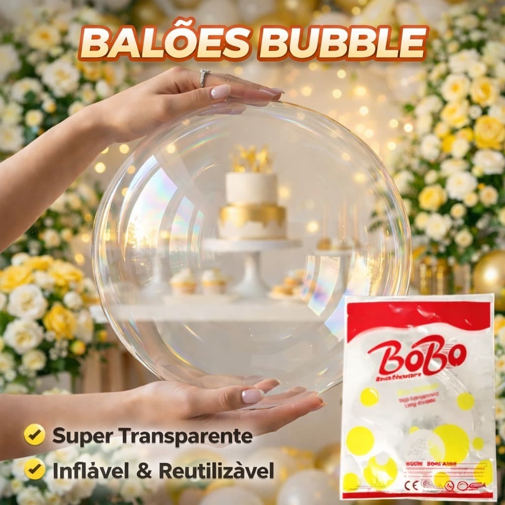 Kit 5/10/20 Balão Bubble 24 Polegadas BolhaTransparente - 10/18/24/36 Polegadas