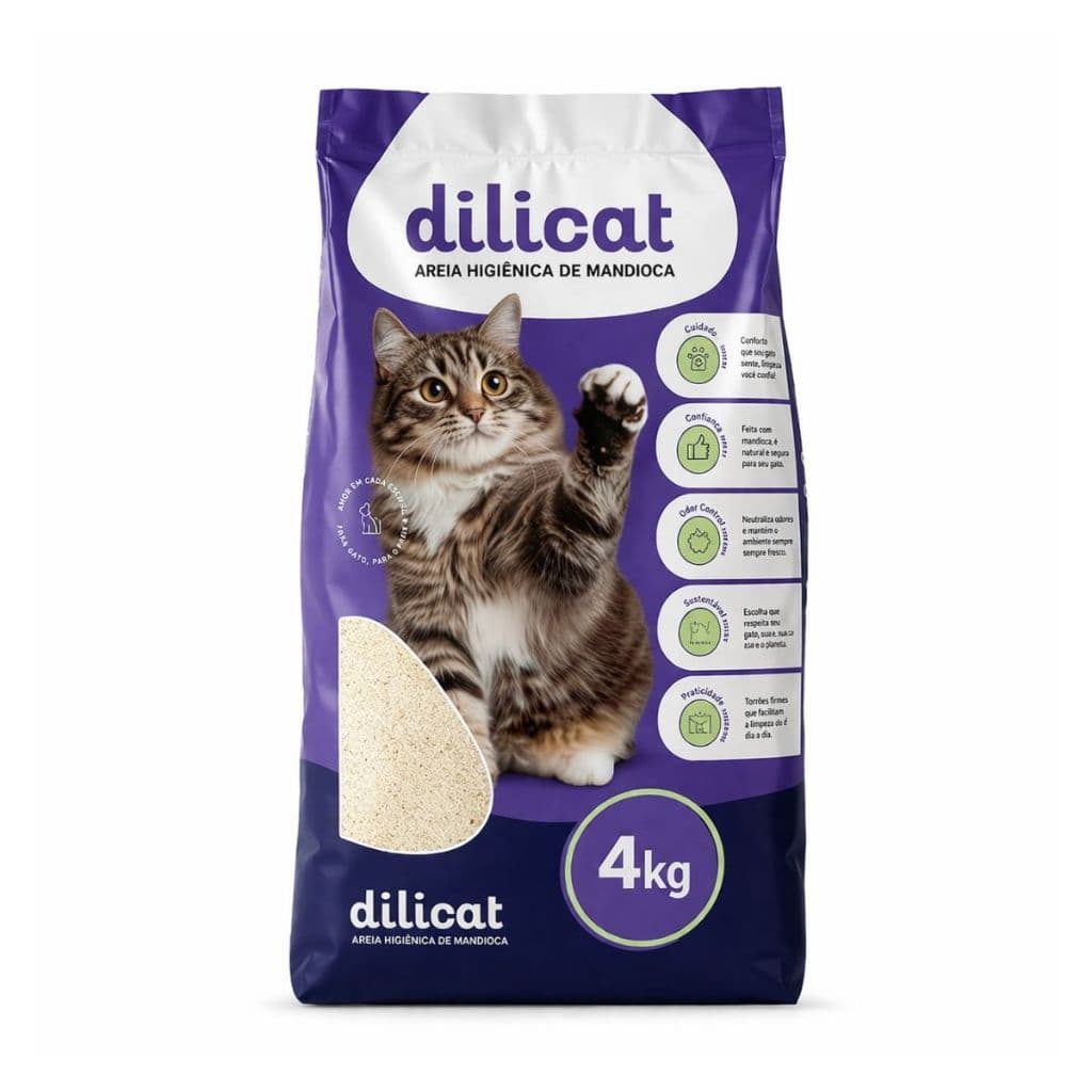 Areia para Gato 4Kg Biodegradável Grãos Finos para Gatos