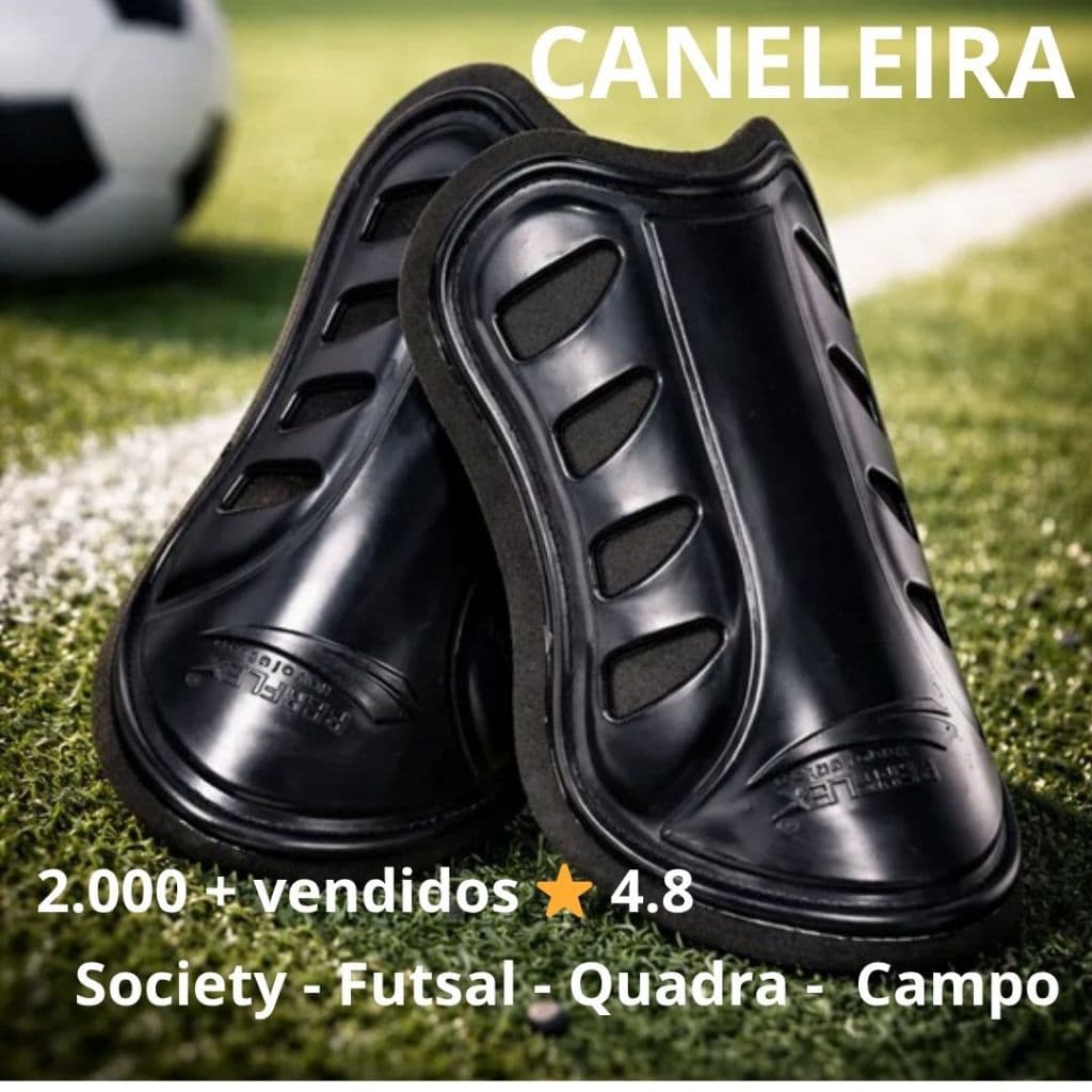 Caneleira Futebol Futsal Society Campo com EVA 3mm Infantil Adulto Perflex
