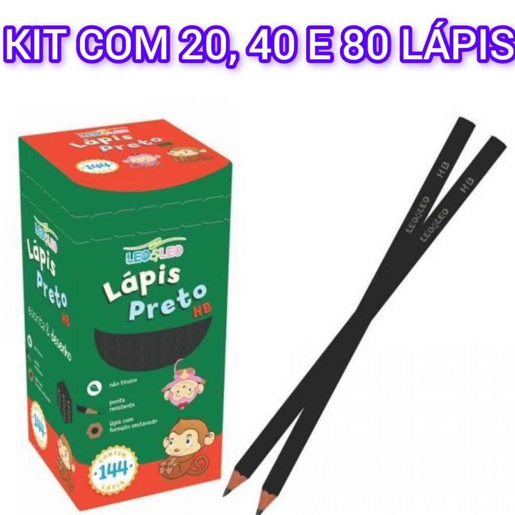KIT COM 20, 40 e 80 LÁPIS PRETO ESCOLAR