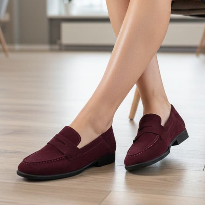 Sapato Mocassim Feminino Camurça Elegância Conforto Moda Estilo Casual Sapatinho Calce Fácil