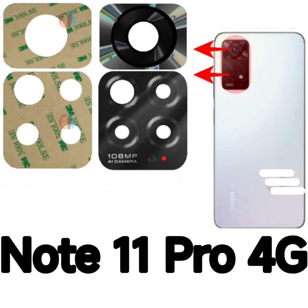 Lente da Camera Para Redmi Note 11 Pro 4G, 2201116TG, 2201116TI, Vidro da Câmera Vidrinho