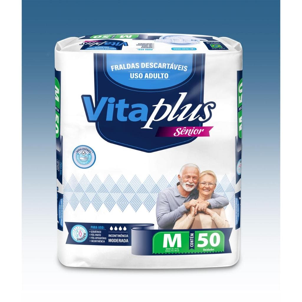 FRALDAS VITA PLUS SENIOR HIPER M (100 UNIDADES) EXCELENTE PREÇO E QUALIDADE