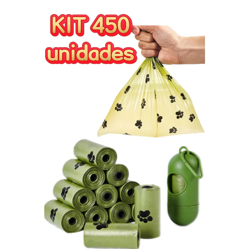 Porta Refil Ossinho + 450 Saquinhos Cata Caca Higienicos Cachorro Gato