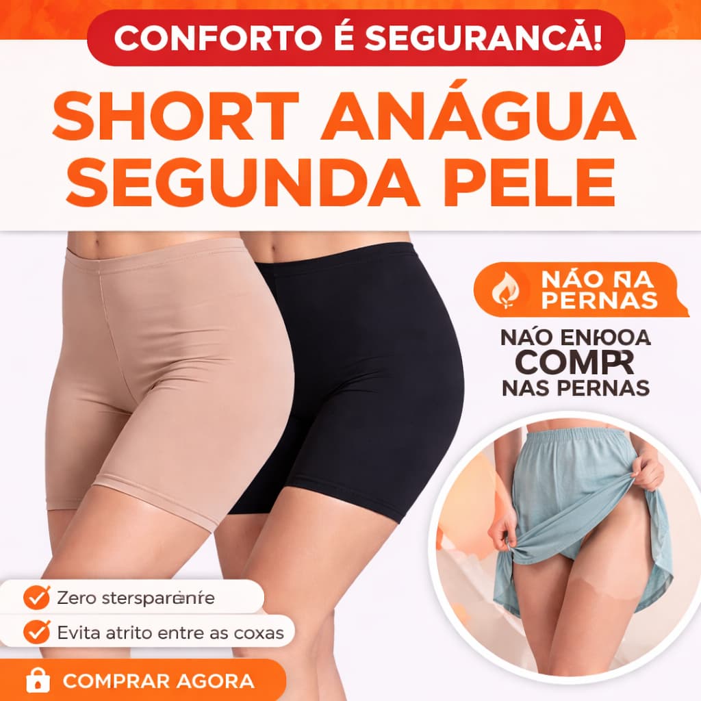 Kit 2 Short Anágua Segunda Pele Feminino Não Enrola Não Marca Anti Atrito Zero Transparência